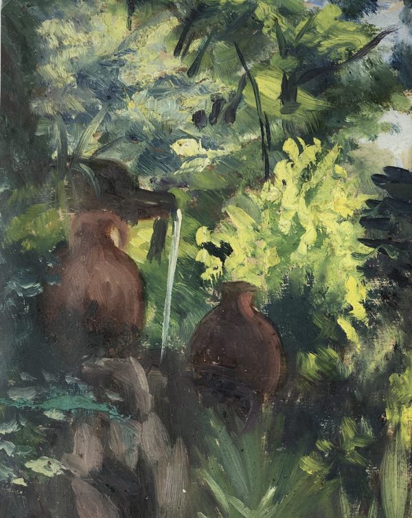 Trees Original Art - Fountain, C.1950