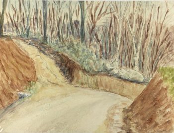 Trees Original Art - Forest Road, J. Aguillaume, C.1970