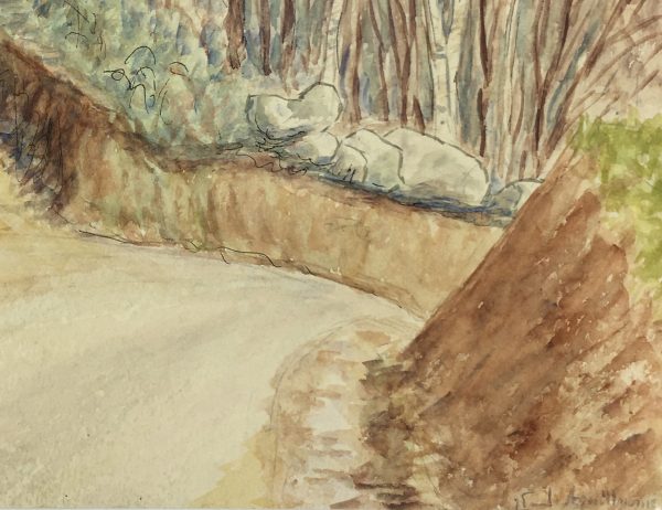 Trees Original Art - Forest Road, J. Aguillaume, C.1970