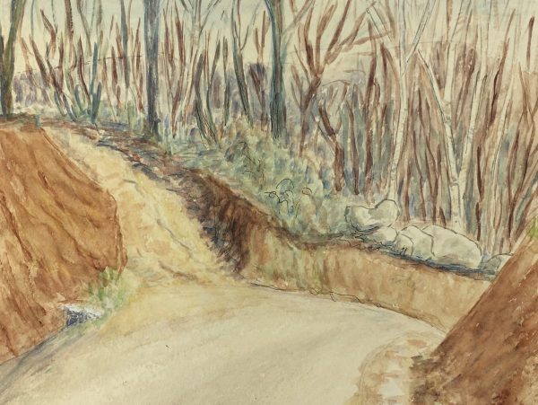 Trees Original Art - Forest Road, J. Aguillaume, C.1970