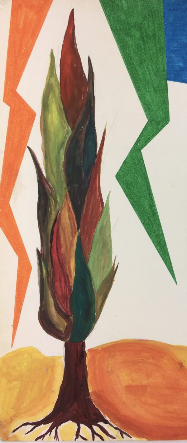 Trees Original Art - Geometric Landscape, 1990s
