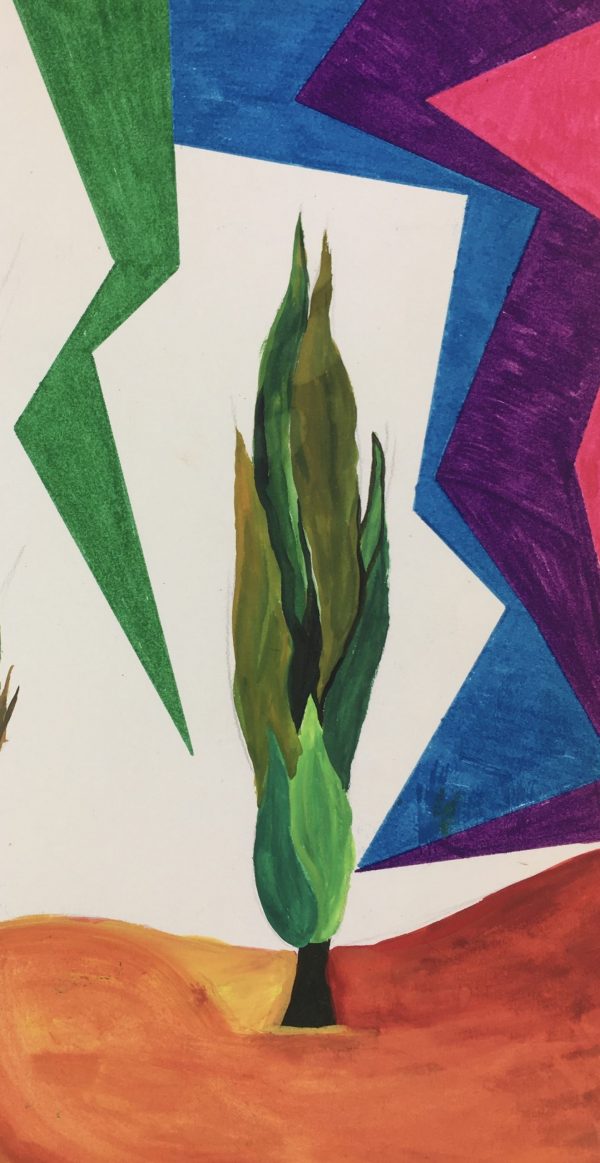 Trees Original Art - Geometric Landscape, 1990s