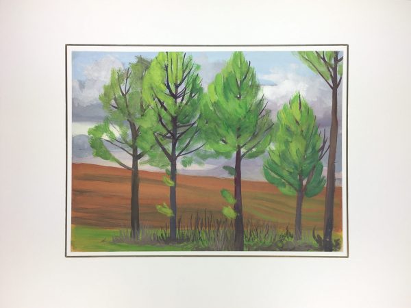 Trees Original Art - Vivid Landscape, J. Quincy, 1960