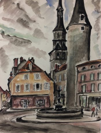 Towns Original Art - Place de la Fontaine, Paul Houerte, 1961