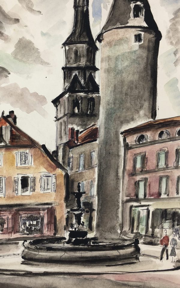 Towns Original Art - Place de la Fontaine, Paul Houerte, 1961