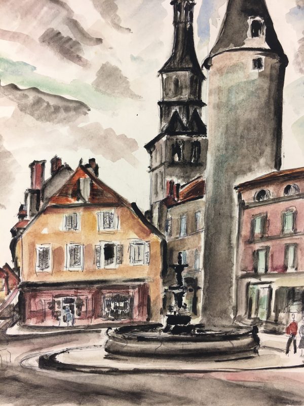 Towns Original Art - Place de la Fontaine, Paul Houerte, 1961