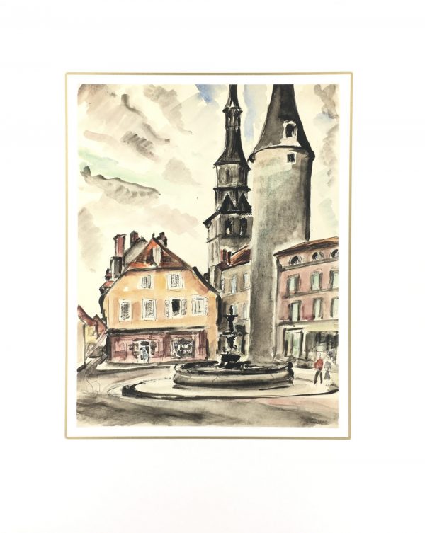 Towns Original Art - Place de la Fontaine, Paul Houerte, 1961