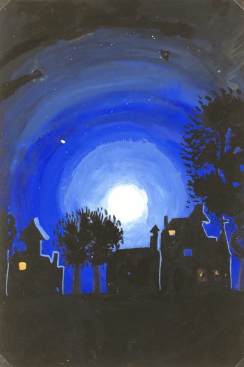 Towns Original Art - Gouche - Moon Light, C.1960