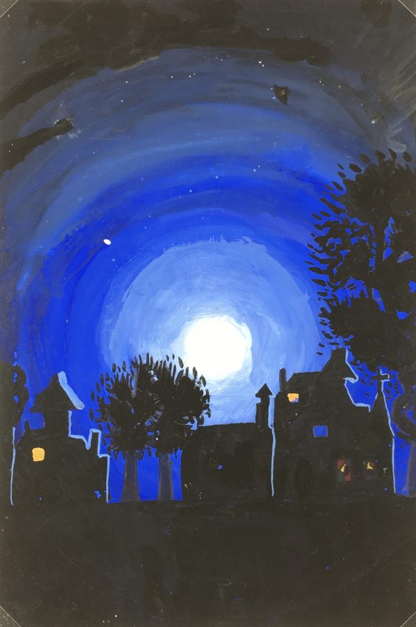 Towns Original Art - Gouche - Moon Light, C.1960