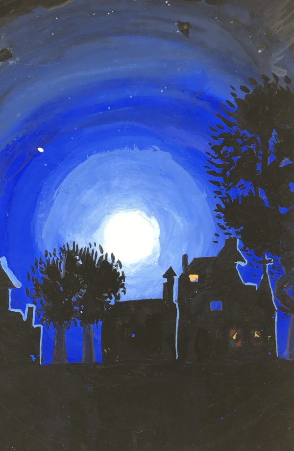 Towns Original Art - Gouche - Moon Light, C.1960