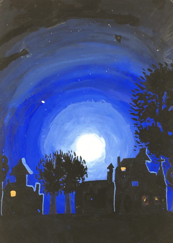 Towns Original Art - Gouche - Moon Light, C.1960