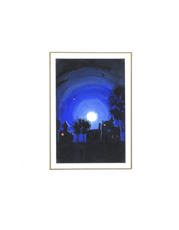 Towns Original Art - Gouche - Moon Light, C.1960