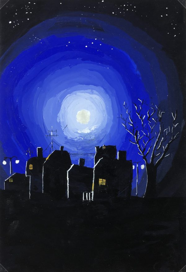 Towns Original Art - Gouche - Moon Light, C.1960