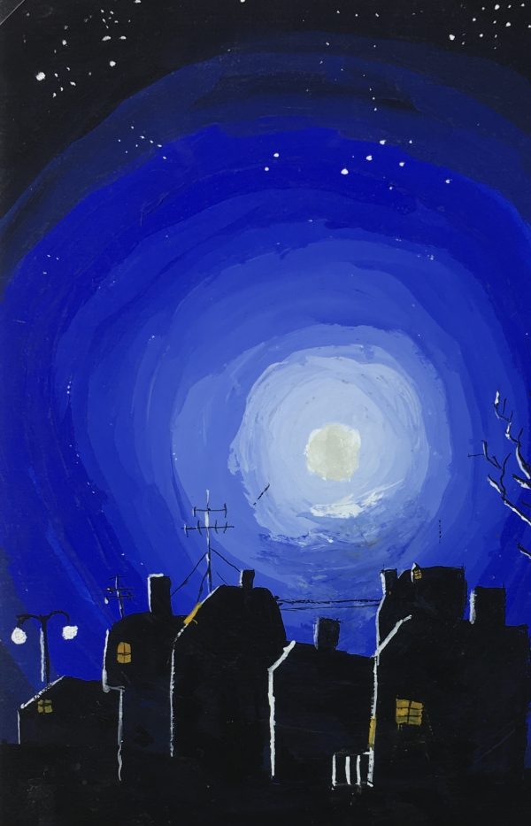 Towns Original Art - Gouche - Moon Light, C.1960