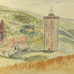 Towns Original Art - Landscape, J. Aguillaume, 1978