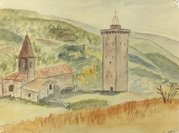 Towns Original Art - Landscape, J. Aguillaume, 1978