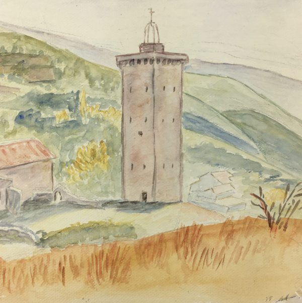 Towns Original Art - Landscape, J. Aguillaume, 1978