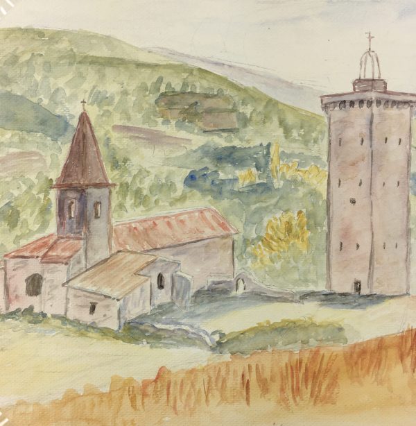 Towns Original Art - Landscape, J. Aguillaume, 1978