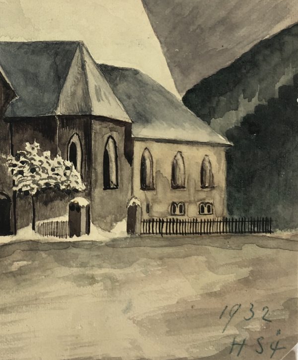 Winter Original Art - Alpine Church, Signed, 1932