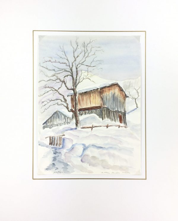 Winter Original Art - Winter Cabin, Les Allos Chandon, 1986