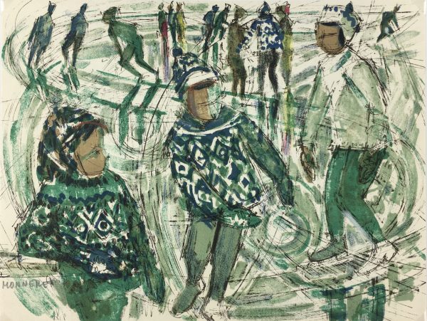 Winter Original Art - Ice Skating, Jean Monneret, 1996