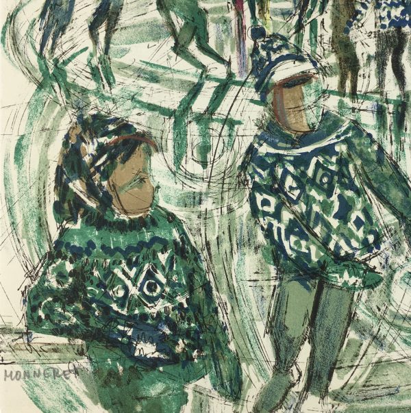 Winter Original Art - Ice Skating, Jean Monneret, 1996
