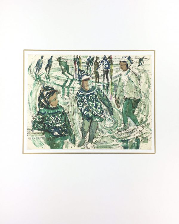 Winter Original Art - Ice Skating, Jean Monneret, 1996