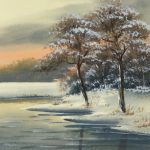 Winter Original Art - Winter Landscape , C.1970