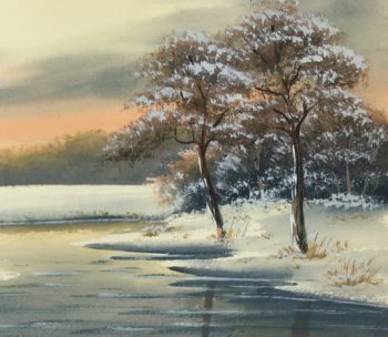 Winter Original Art - Winter Landscape , C.1970