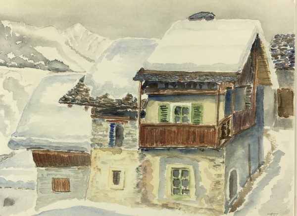 Winter Original Art - Hauteville, French Alps, 1986
