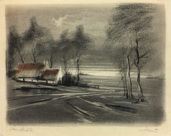 Winter Original Art - Winter Landscape, Signed , C.1940