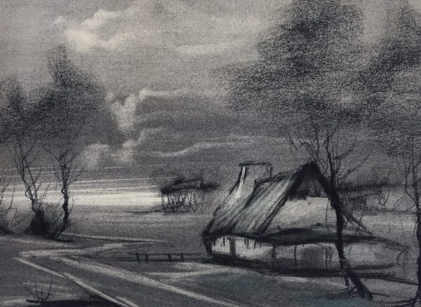 Winter Original Art - Winter Landscape, Signed , C.1940