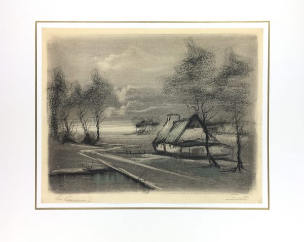 Winter Original Art - Winter Landscape, Signed , C.1940