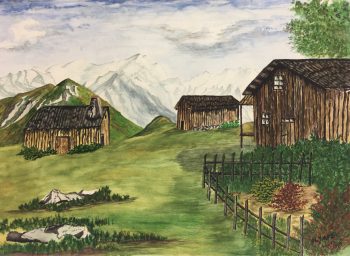 Winter Original Art - My. Olympus Greece, 1950