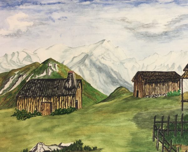 Winter Original Art - My. Olympus Greece, 1950