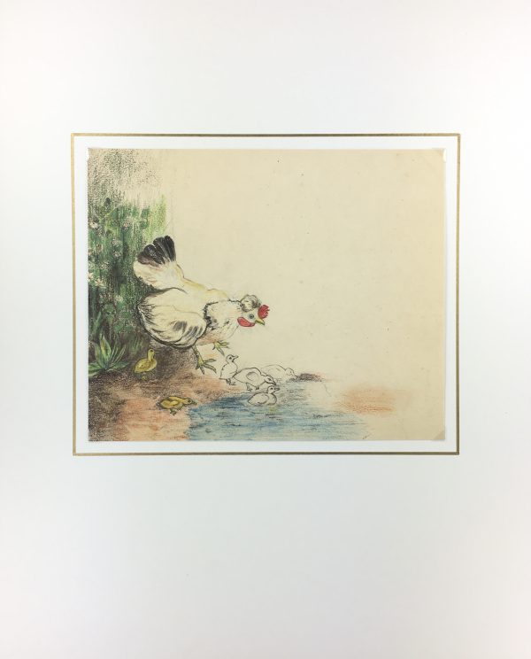 Animals Original Art - Mother Hen, French, c. 1920