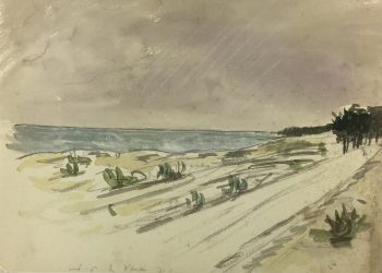 Beach Original Art - Overcast Beach, French, 1921