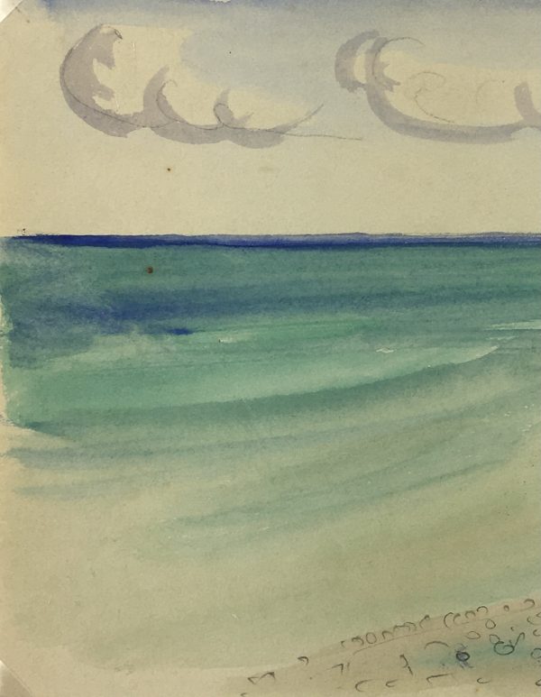 Beach Original Art - Dieppe, Normandy, Signed, French, 1946