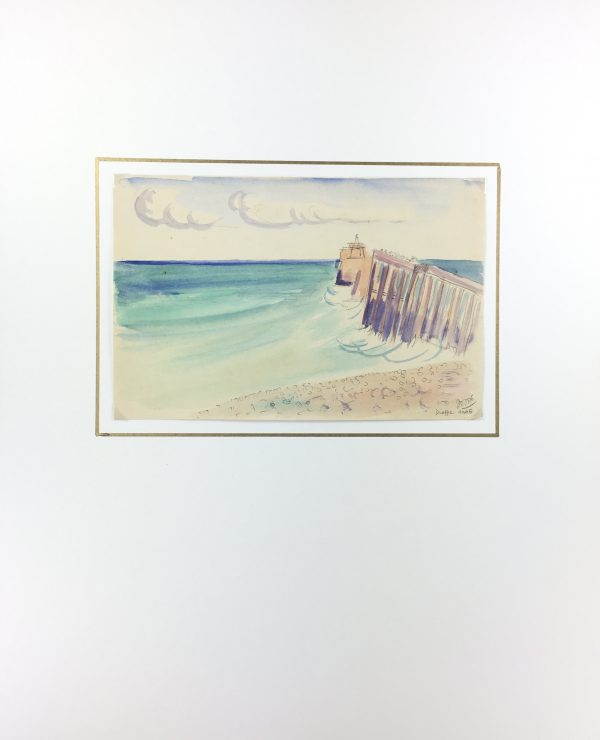 Beach Original Art - Dieppe, Normandy, Signed, French, 1946