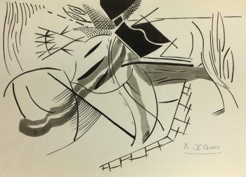 Black & White Modern Original Art - Abstract, Cassis, c.1980