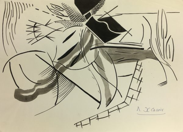 Black & White Modern Original Art - Abstract, Cassis, c.1980