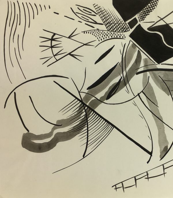 Black & White Modern Original Art - Abstract, Cassis, c.1980