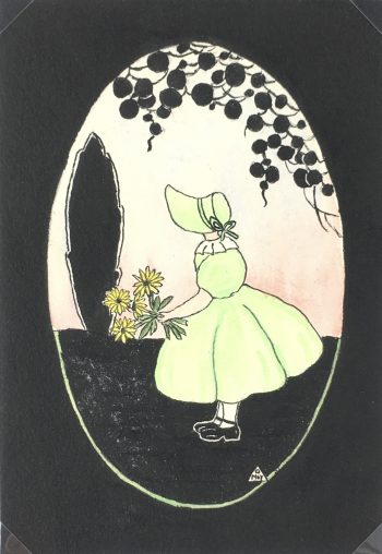 Children Original Art - Green Silhouette, French, c. 1950
