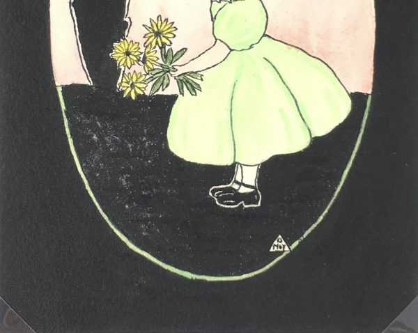 Children Original Art - Green Silhouette, French, c. 1950