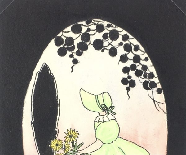 Children Original Art - Green Silhouette, French, c. 1950