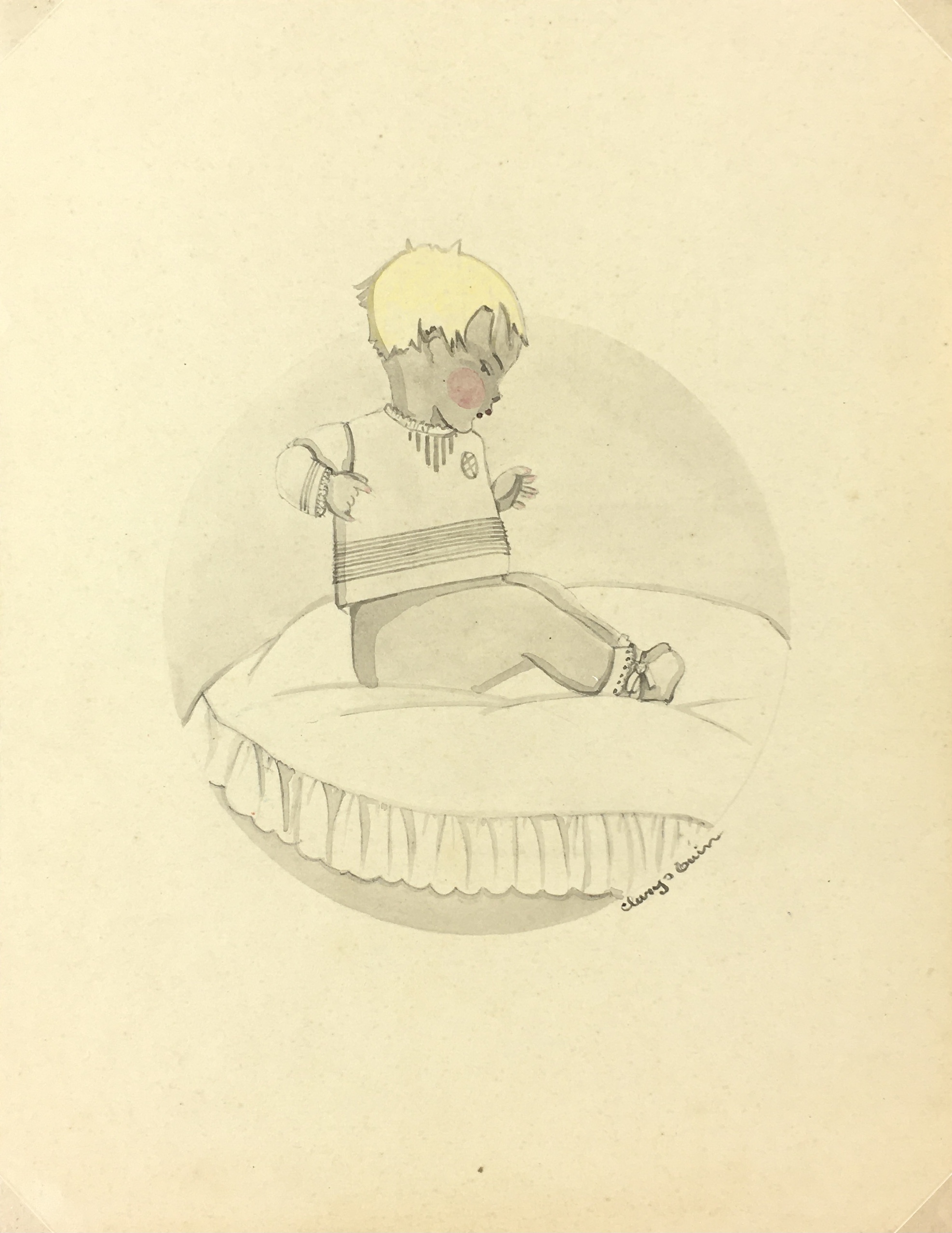 Children Original Art - Baby Silhouette, Clarys Guin, c. 1910