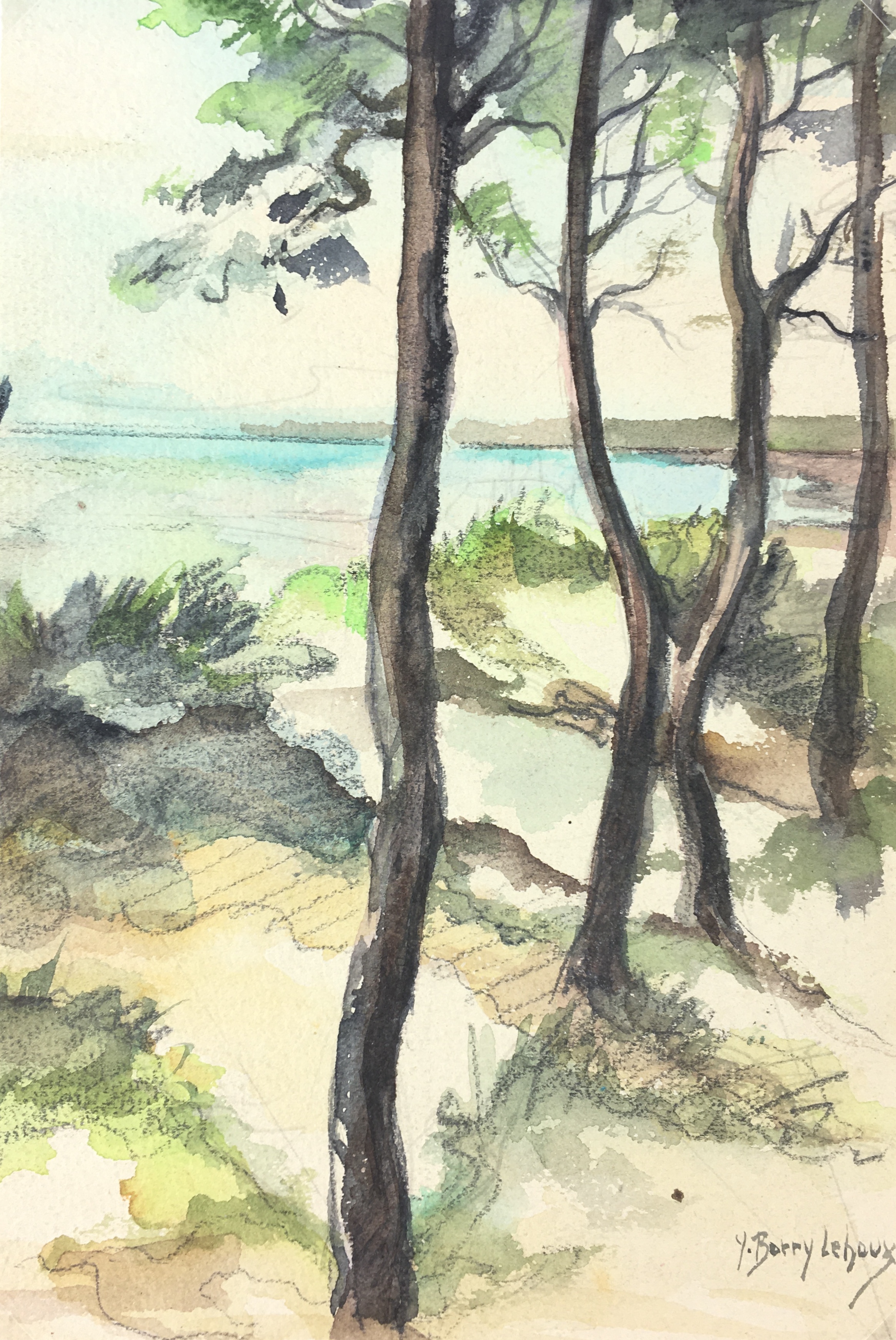 Coastal France Original Art - Mediterranean, Y. Barry Leboux, c. 1940