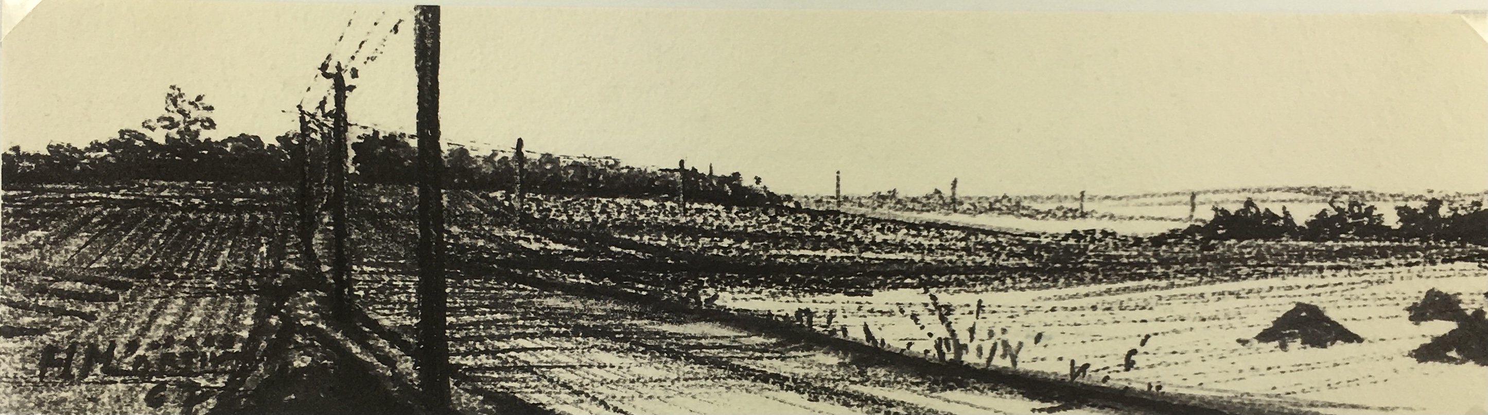 Country Landscapes Original Art - Horizon Monochrome, Ph. Martin, 1967