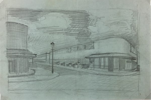 City Life Original Art - Street Corner, Albert Vialé, C.1990
