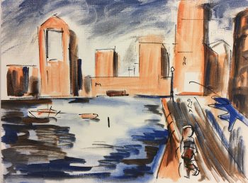 City Life Original Art - Cityscape, French, C.1990